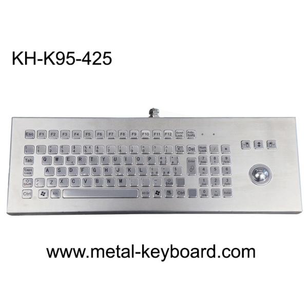 Rugged Desktop Metal Industrial Keyboard With Trackball