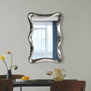 Wave Shape Wall Mounted Makeup Mirror Magnifying Silver Bathroom