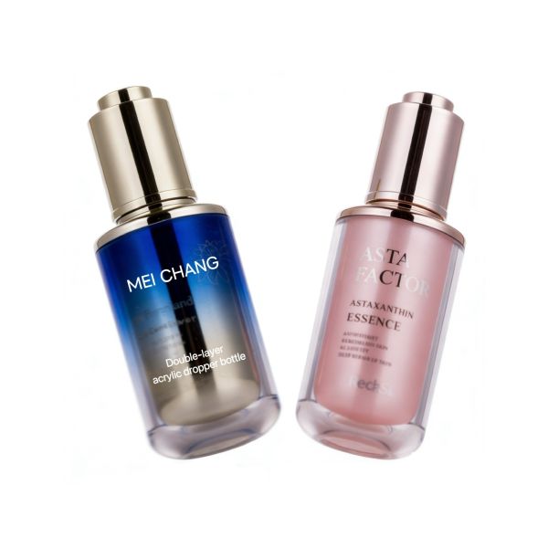 Double-Layer Acrylic Dropper Bottle with PP Inner Liner 30ml/45ml Leak-Proof for Skincare