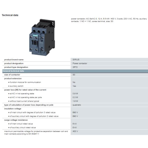 3RT2024-1AP00 Siemens 3RT2 Series Relay AC Contactor Power Contactor 100% Original