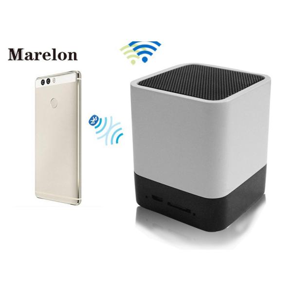 White Mini Desktop Alarm Clock Bluetooth Speaker , Wireless Sound Box With LED