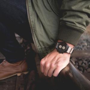 Round mark dual time chronograph watch with quality nylon strap