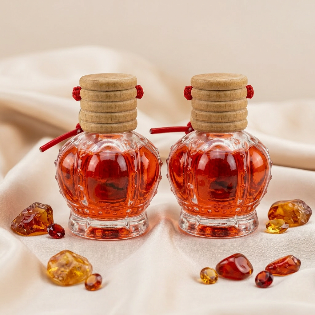 Empty Perfume Diffuser Bottles Glass Car Hanging 8ml Mini Pumpkin Shape Refill