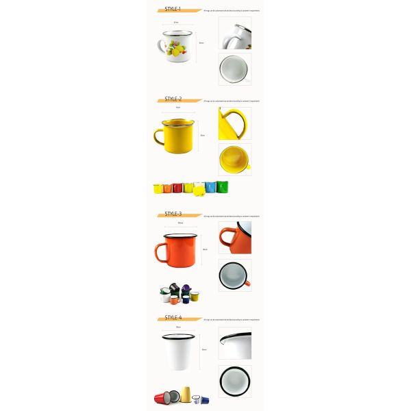 12 Oz Sublimation Blank White Enamel Cup Classical Style High Temperature Logo Printing