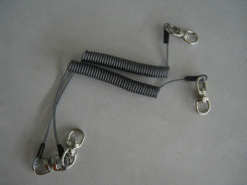 Quality Coiled cable tool lanyard w/nickle plated trigger snap hooks on two ends for tools safety for sale