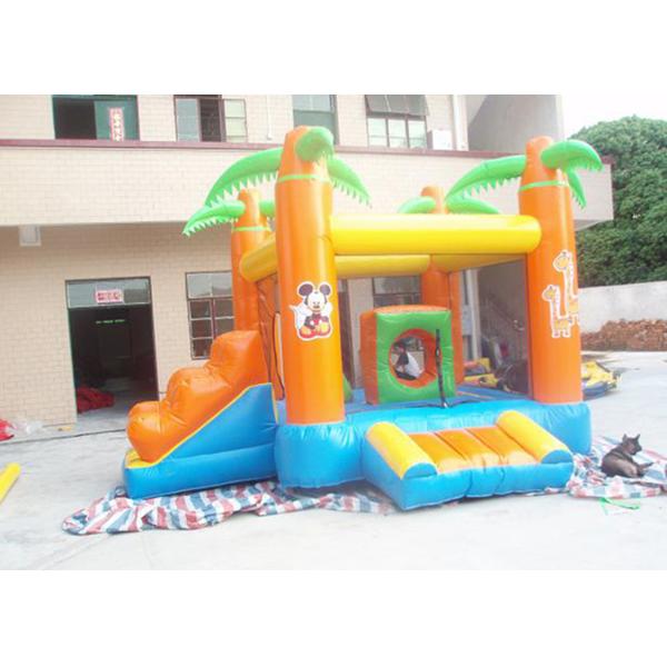 Kids / Adults Small Inflatable Bouncy Castle With Slide Orange