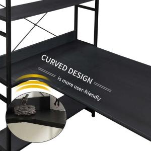 MDF Board 28.74"H Computer Desk Study Table With Bookshelf Rack