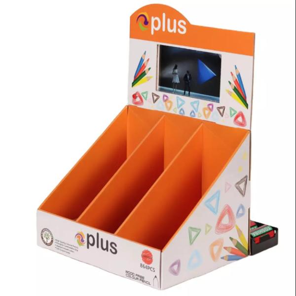 LCD Screen Shop POP Cardboard Countertop Displays Stationery Colored Pencils