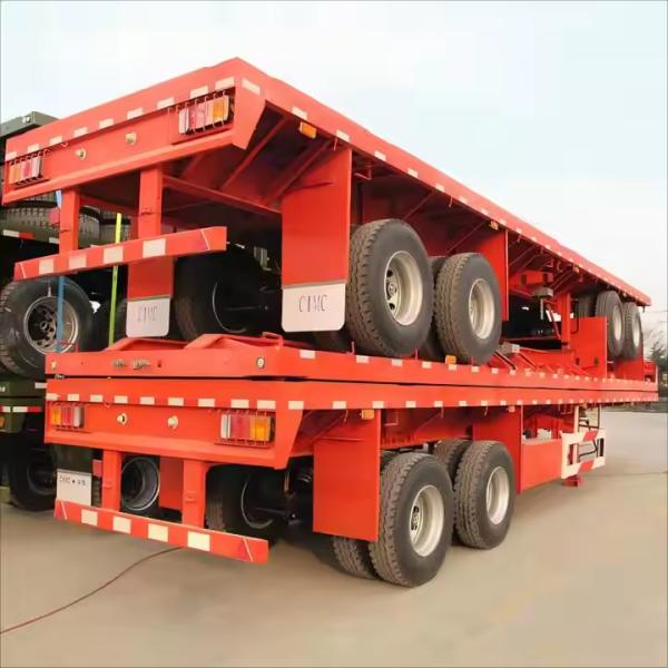 CIMC 40/ 45ft 2 Axle Steel Welded Longitudinal Beam Entensible Flatbed Trailer