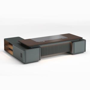 Elegant Executive Desk Modern Technology Sense CEO Office Table Teak+ Silver