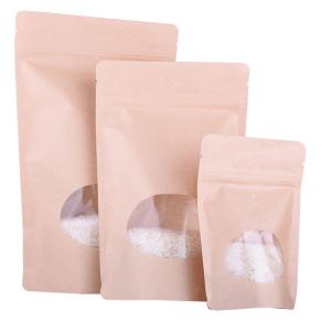 Stand up Craft Paper food Zipper Plastic Bag With Transparent Window