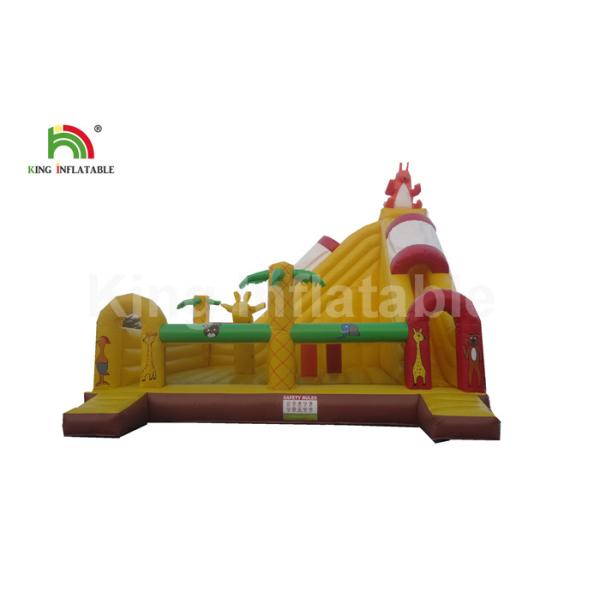 Customized Size Yellow Inflatable Combo Bounce House / Fun Run Obstacle Course