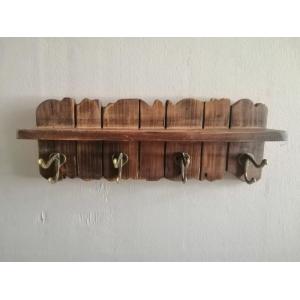 Entryway Hanging Wood Coat Rack Wall Mounted Coat Rack Shelf With 4 Double Hooks