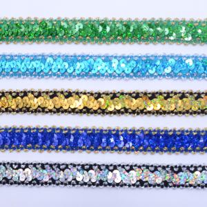 Luxury Shiny PET PVC Elastic Sequin Ribbon Trim 2.5cm