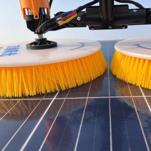 Double-Head Rotary Solar Panel Cleaning Brush with Battery Supply and Customizat