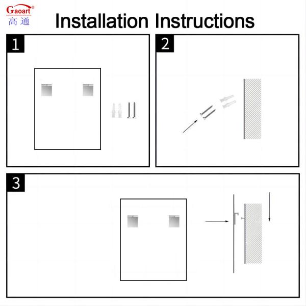 Rectangle Illuminated Bathroom Vanity Mirror With Screen Touch Switch And Waterproof LED Strip