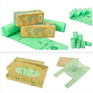 Starch Compostable Disposable Biodegradable Plastic Custom Printed Flat Garbage