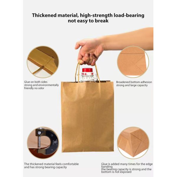 Wholesale Custom Logo Takeaway Kraft Shopping Paper Bags with Handle