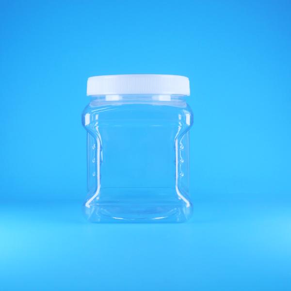 Square Airless PET Screw Lid Clear Plastic Grip Jars For Sweet Nut Fruits Baby