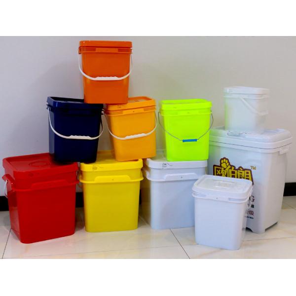 Chemical Resistant White Square Plastic Buckets With IML Printing For Durable