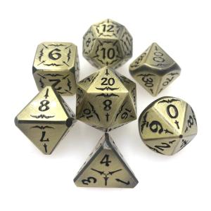 Hand Carved Black Collection Metal D4 Dice Set Polyhedral Durable
