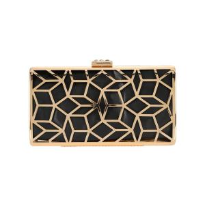 Cubes Pattern Gold Hollow Out Clutch Frame OEM ODM