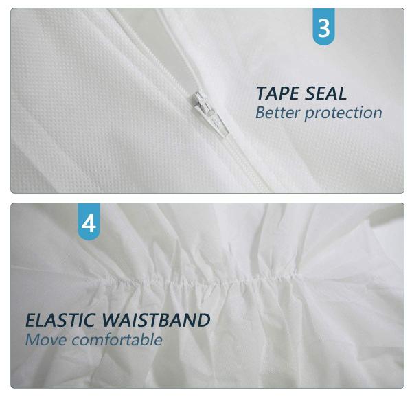 Durable Microporous Disposable Surgical Coveralls Disposable Hazmat Suit With Hood