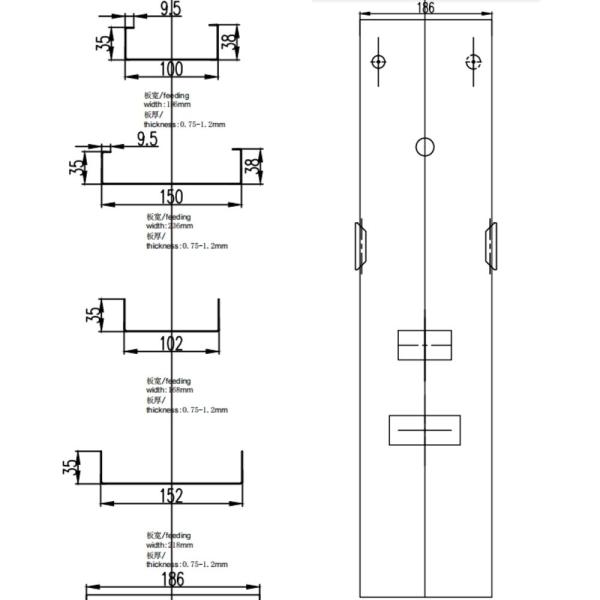 0.4mm C U Stud Track Drywall Roll Forming Machine C100 C150 Adjustable With Punching Holes