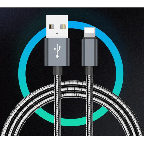 Outdoor Travel Quick Charging Spring USB Data Cable Colorful 5V 2.1A Nickel Plated