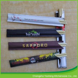 Chinese Style Round Bamboo Chopsticks Disposable With Paper Sleeve