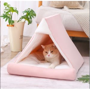 Washable Cushion Cat Tube Bed With Central Mat