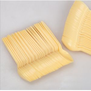 beige color 11 cm disposable plastic spoons