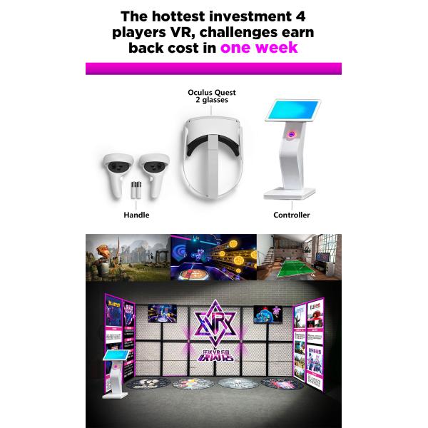 9D Virtual Reality Simulator 4 Players VR Quest 2 Glasses 64GB 38pcs Games