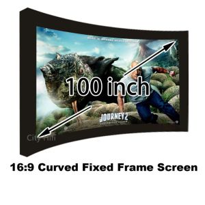Top Quality HD Projection Screen 100 Inch Curved Fixed Frame 3D Projector