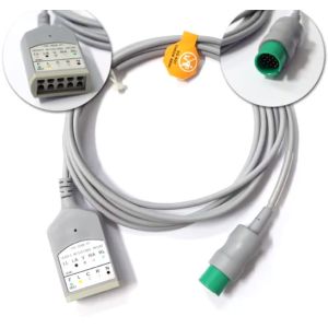 Round Wire Ecg Electrode Cable One Piece 3 Lead Patient Cable With Leads
