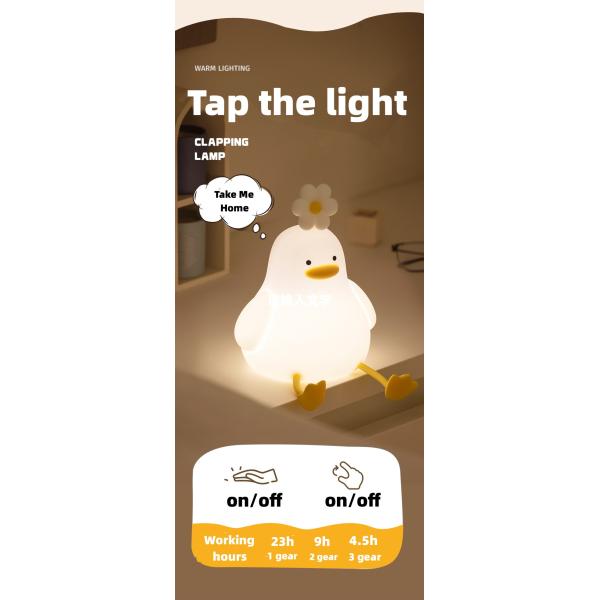 Kawaii Timer Baby Night Light USB Rechargeable Cute Duck Lamp Silicone Dimmable Flower Duck