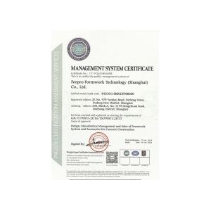 FORPRO FORMWORK TECHNOLOGY (SHANGHAI) CO., LTD. Certifications