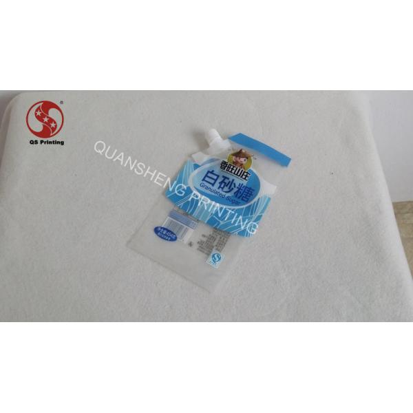 Transparent Custom Printed Spout Bags with PET + VMPET + LLDPE / CPP Structure