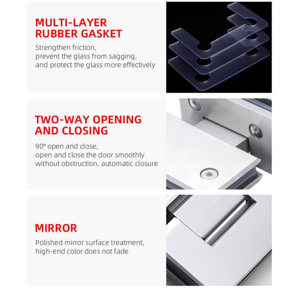 Frameless 180 Degree Brass Shower Glass Door Hinges Enclosure System in PSS Finish