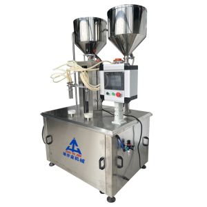 Two-color mildy wash cream screw heating filling machine with large capacity
