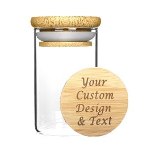 Food Storage Borosilicate Glass Spice Jar With Bamboo Lid For Herbs Noodles