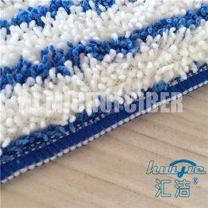 White Mixed Blue Color Stripe Microfiber Wet Mop Pads Flat Refill Mops Huijie