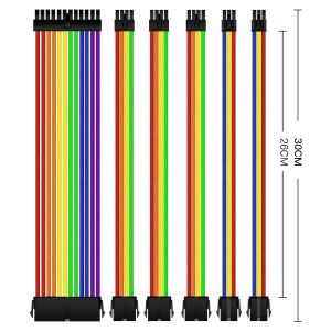 18AWG 30CM Cable Extension Kit Power Supply Cable Sleeves ATX 1*24Pin,1*CPU4