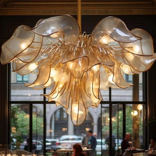 Customizable Nordic Flower-Shaped Pendant Light Fixture - Size Color Options Available For Restaurant Mall Hotel Hall