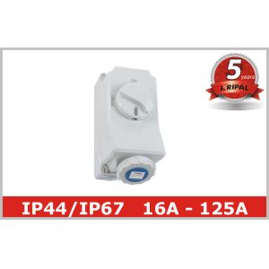 250V 415V Power Industrial Plug Socket with Switched Interlock PC BOX