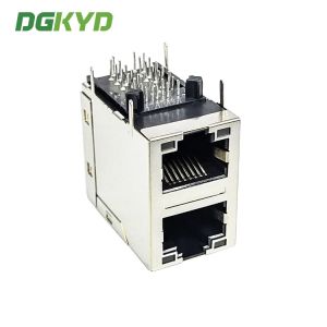 DGKYD21Q418AB2A2D2057 1000Base-T Stackable 2-Port RJ45 With Magnetic Right Angle