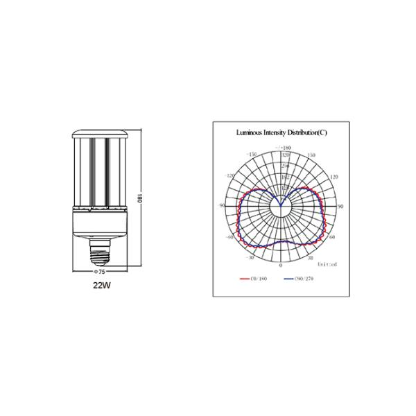 22w E27 LED Corn COB Bulb with Samsung / Epistar SMD2835 LED Source , IP65 Waterproof