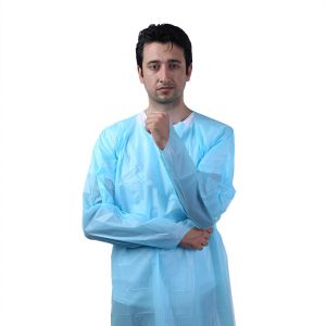 Breathable Disposable CPE Gown , Fluid Resistant Hospital Isolation Gowns
