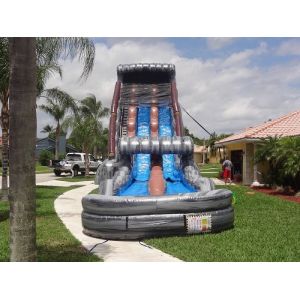 Amusement Park 30 FT 2 Lane Inflatable Water Slides Custom PVC Waterproof
