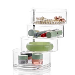 PS Plastic Cosmetic Display Box Storage With Cover Desktop Jewelry Ear Stud Rack